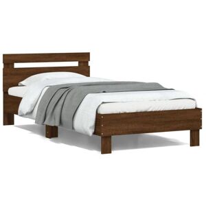 Bed Frame without Mattress with led Lights Brown Oak 100x200 cm Vidaxl Bed Frame without Mattress with led Lights Brown Oak 100x200 cm Vidaxl