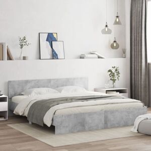 Bed Frame with LED without Mattress Concrete Grey 180x200 cm Super King vidaXL Bed Frame with LED without Mattress Concrete Grey 180x200 cm Super King vidaXL