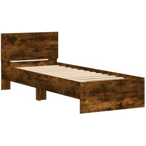 Bed Frame without Mattress with led Lights Smoked Oak 75x190 cm Small Single Vidaxl Bed Frame without Mattress with led Lights Smoked Oak 75x190 cm Small Single Vidaxl