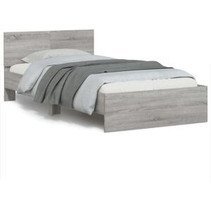 Bed Frame without Mattress with LED Lights Grey Sonoma 100x200 cm vidaXL Bed Frame without Mattress with LED Lights Grey Sonoma 100x200 cm vidaXL