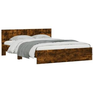 Bed Frame with led without Mattress Smoked Oak 160x200 cm Vidaxl Bed Frame with led without Mattress Smoked Oak 160x200 cm Vidaxl