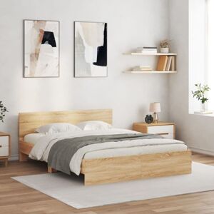 Vidaxl - Bed Frame with led without Mattress Sonoma Oak 150x200 cm King Size Vidaxl - Bed Frame with led without Mattress Sonoma Oak 150x200 cm King Size