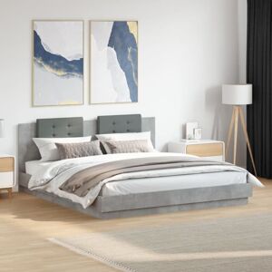 Bed Frame with LED without Mattress Concrete Grey 180x200 cm Super King vidaXL Bed Frame with LED without Mattress Concrete Grey 180x200 cm Super King vidaXL
