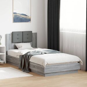Bed Frame with led without Mattress Grey Sonoma 90x200 cm Vidaxl Bed Frame with led without Mattress Grey Sonoma 90x200 cm Vidaxl
