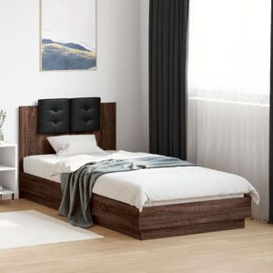 Bed Frame with led without Mattress Brown Oak 90x200 cm Vidaxl Bed Frame with led without Mattress Brown Oak 90x200 cm Vidaxl