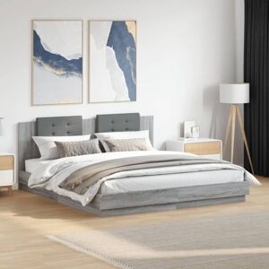 Bed Frame with LED without Mattress Grey Sonoma 160x200 cm vidaXL Bed Frame with LED without Mattress Grey Sonoma 160x200 cm vidaXL