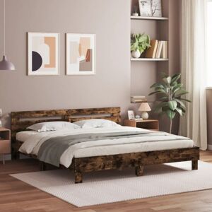 Bed Frame without Mattress Smoked Oak 160x200 cm Vidaxl Bed Frame without Mattress Smoked Oak 160x200 cm Vidaxl