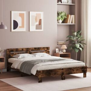 Bed Frame without Mattress Smoked Oak 140x200 cm Vidaxl Bed Frame without Mattress Smoked Oak 140x200 cm Vidaxl