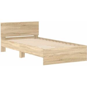 Vidaxl - Bed Frame without Mattress with Headboard Sonoma Oak 100x200 cm Vidaxl - Bed Frame without Mattress with Headboard Sonoma Oak 100x200 cm