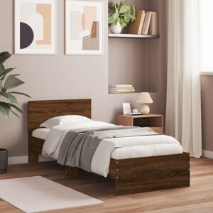 Bed Frame without Mattress with Headboard Brown Oak 75x190 cm Small Single Vidaxl Bed Frame without Mattress with Headboard Brown Oak 75x190 cm Small Single Vidaxl