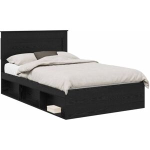 Bed Frame with Headboard Black 135 x 190 cm Solid Pine Wood vidaXL Bed Frame with Headboard Black 135 x 190 cm Solid Pine Wood vidaXL