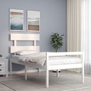 vidaXL White Solid Wood Bed Frame - Senior Suitable - Storage vidaXL White Solid Wood Bed Frame - Senior Suitable - Storage