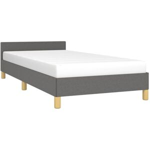 Bed Frame without Mattress Dark Grey 90x190cm Single Fabric vidaXL Bed Frame without Mattress Dark Grey 90x190cm Single Fabric vidaXL