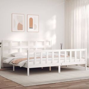 vidaXL Bed Frame without Mattress White Super King Size Solid Wood Pine vidaXL Bed Frame without Mattress White Super King Size Solid Wood Pine