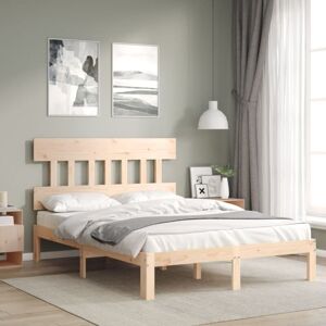 vidaXL 140x190cm Brown Wooden Bed Frame - Bed vidaXL 140x190cm Brown Wooden Bed Frame - Bed