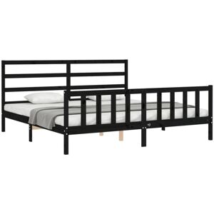 Vidaxl - Bed Frame without Mattress Black 200x200 cm Solid Wood Pine Vidaxl - Bed Frame without Mattress Black 200x200 cm Solid Wood Pine