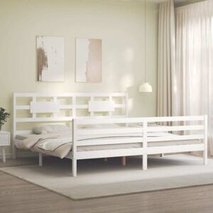 Bed Frame without Mattress White Super King Size Solid Wood vidaXL Bed Frame without Mattress White Super King Size Solid Wood vidaXL
