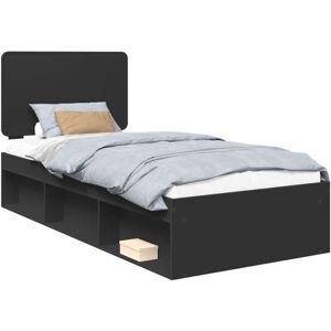 Bed Frame with Headboard Black 90 x 190 cm Solid Pine Wood vidaXL Bed Frame with Headboard Black 90 x 190 cm Solid Pine Wood vidaXL
