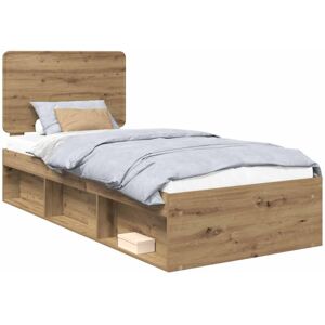 Bed Frame Artisian Oak 100 x 200 cm Solid Pine Wood vidaXL Bed Frame Artisian Oak 100 x 200 cm Solid Pine Wood vidaXL