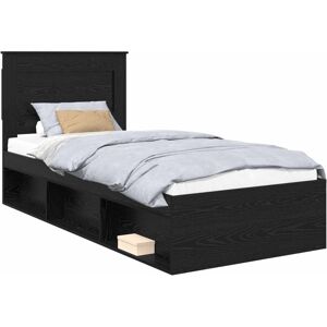 Bed Frame with Headboard Black 90 x 200 cm Solid Pine Wood vidaXL Bed Frame with Headboard Black 90 x 200 cm Solid Pine Wood vidaXL