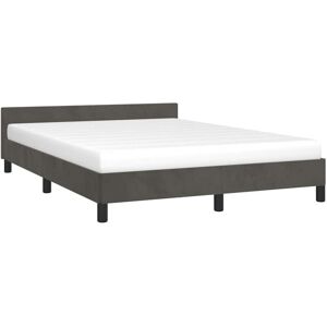 Bed Frame without Mattress Dark Grey 135x190cm Double Velvet vidaXL Bed Frame without Mattress Dark Grey 135x190cm Double Velvet vidaXL