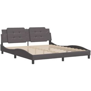 Bed Frame without Mattress "Zadar" Grey 180x200 cm Super King Faux Leather vidaXL Bed Frame without Mattress "Zadar" Grey 180x200 cm Super King Faux Leather vidaXL