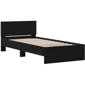 Bed Frame with Headboard Black oak 90 x 200 cm Engineered Wood Vidaxl Bed Frame with Headboard Black oak 90 x 200 cm Engineered Wood Vidaxl