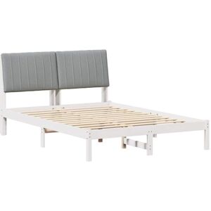 Bed Frame with Headboard White 135 x 190 cm Solid Pine Wood vidaXL Bed Frame with Headboard White 135 x 190 cm Solid Pine Wood vidaXL