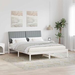 Bed Frame with Headboard White 150 x 200 cm Solid Pine Wood vidaXL Bed Frame with Headboard White 150 x 200 cm Solid Pine Wood vidaXL