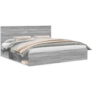 Bed Frame Grey Sonoma 200 x 200 cm Solid Pine Wood vidaXL Bed Frame Grey Sonoma 200 x 200 cm Solid Pine Wood vidaXL