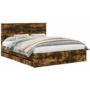 Bed Frame Smoked Oak 120 x 200 cm Solid Pine Wood vidaXL Bed Frame Smoked Oak 120 x 200 cm Solid Pine Wood vidaXL