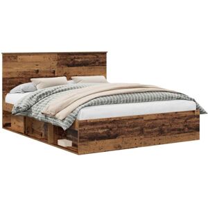 Bed Frame with Headboard Old Wood 160 x 200 cm Solid Pine Wood vidaXL Bed Frame with Headboard Old Wood 160 x 200 cm Solid Pine Wood vidaXL