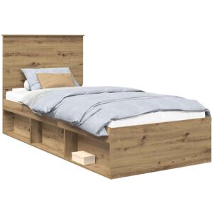 Bed Frame Artisian Oak 90 x 200 cm Solid Pine Wood vidaXL Bed Frame Artisian Oak 90 x 200 cm Solid Pine Wood vidaXL