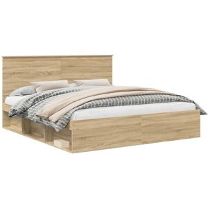 Bed Frame with Headboard Sonoma 180 x 200 cm Solid Pine Wood vidaXL Bed Frame with Headboard Sonoma 180 x 200 cm Solid Pine Wood vidaXL