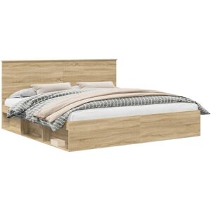 Bed Frame with Headboard Sonoma 200 x 200 cm Solid Pine Wood vidaXL Bed Frame with Headboard Sonoma 200 x 200 cm Solid Pine Wood vidaXL