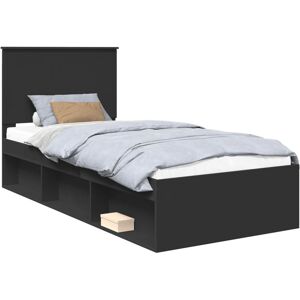 Bed Frame with Headboard Black 90 x 190 cm Solid Pine Wood vidaXL Bed Frame with Headboard Black 90 x 190 cm Solid Pine Wood vidaXL