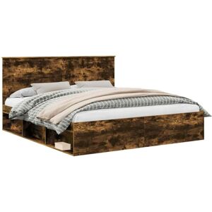 Bed Frame Smoked Oak 180 x 200 cm Solid Pine Wood vidaXL Bed Frame Smoked Oak 180 x 200 cm Solid Pine Wood vidaXL