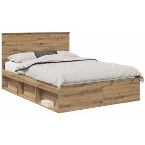 Bed Frame Artisian Oak 140 x 200 cm Solid Pine Wood vidaXL Bed Frame Artisian Oak 140 x 200 cm Solid Pine Wood vidaXL