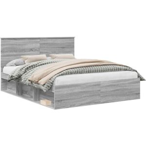 Bed Frame Grey Sonoma 160 x 200 cm Solid Pine Wood vidaXL Bed Frame Grey Sonoma 160 x 200 cm Solid Pine Wood vidaXL