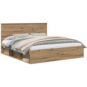 Bed Frame Artisian Oak 180 x 200 cm Solid Pine Wood vidaXL Bed Frame Artisian Oak 180 x 200 cm Solid Pine Wood vidaXL