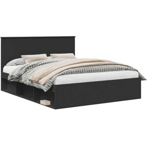 Bed Frame with Headboard Black 160 x 200 cm Solid Pine Wood vidaXL Bed Frame with Headboard Black 160 x 200 cm Solid Pine Wood vidaXL
