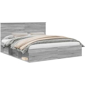 Bed Frame Grey Sonoma 180 x 200 cm Solid Pine Wood vidaXL Bed Frame Grey Sonoma 180 x 200 cm Solid Pine Wood vidaXL