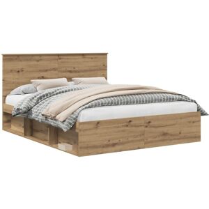 Bed Frame Artisian Oak 160 x 200 cm Solid Pine Wood vidaXL Bed Frame Artisian Oak 160 x 200 cm Solid Pine Wood vidaXL