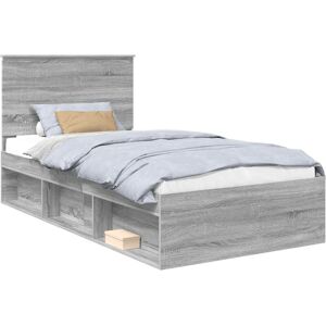 Bed Frame Grey Sonoma 100 x 200 cm Solid Pine Wood vidaXL Bed Frame Grey Sonoma 100 x 200 cm Solid Pine Wood vidaXL