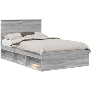 Bed Frame Grey Sonoma 120 x 200 cm Solid Pine Wood vidaXL Bed Frame Grey Sonoma 120 x 200 cm Solid Pine Wood vidaXL