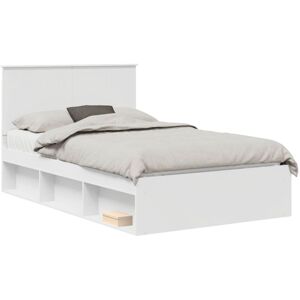 Bed Frame with Headboard White 120 x 200 cm Solid Pine Wood vidaXL Bed Frame with Headboard White 120 x 200 cm Solid Pine Wood vidaXL