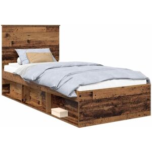 Bed Frame with Headboard Old Wood 90 x 200 cm Solid Pine Wood vidaXL Bed Frame with Headboard Old Wood 90 x 200 cm Solid Pine Wood vidaXL