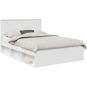 Bed Frame with Headboard White 135 x 190 cm Solid Pine Wood vidaXL Bed Frame with Headboard White 135 x 190 cm Solid Pine Wood vidaXL