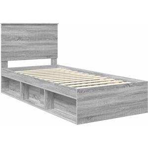 Bed Frame Grey Sonoma 90 x 190 cm Solid Pine Wood vidaXL Bed Frame Grey Sonoma 90 x 190 cm Solid Pine Wood vidaXL
