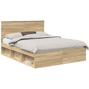 Bed Frame Sonoma Oak 150 x 200 cm Solid Pine Wood vidaXL Bed Frame Sonoma Oak 150 x 200 cm Solid Pine Wood vidaXL
